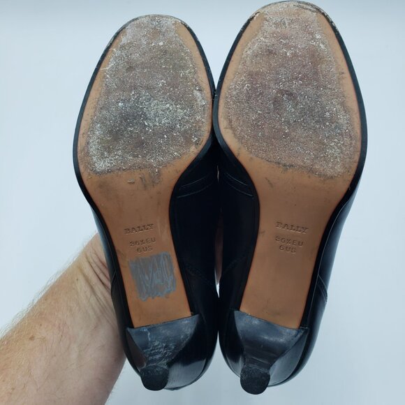 Bally Kitten Heels 6 Womens Slip On Leather Pumps Black - Picture 7 of 8